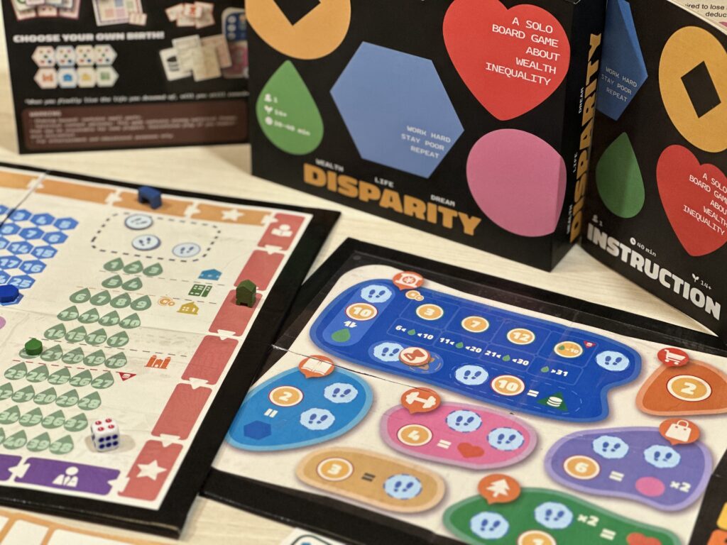 Player boards from the game DISPARITY