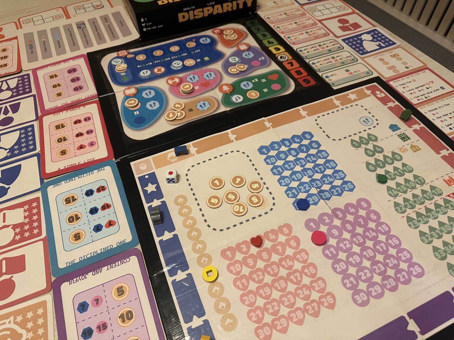 Player boards from the game DISPARITY (in-game demonstration)
