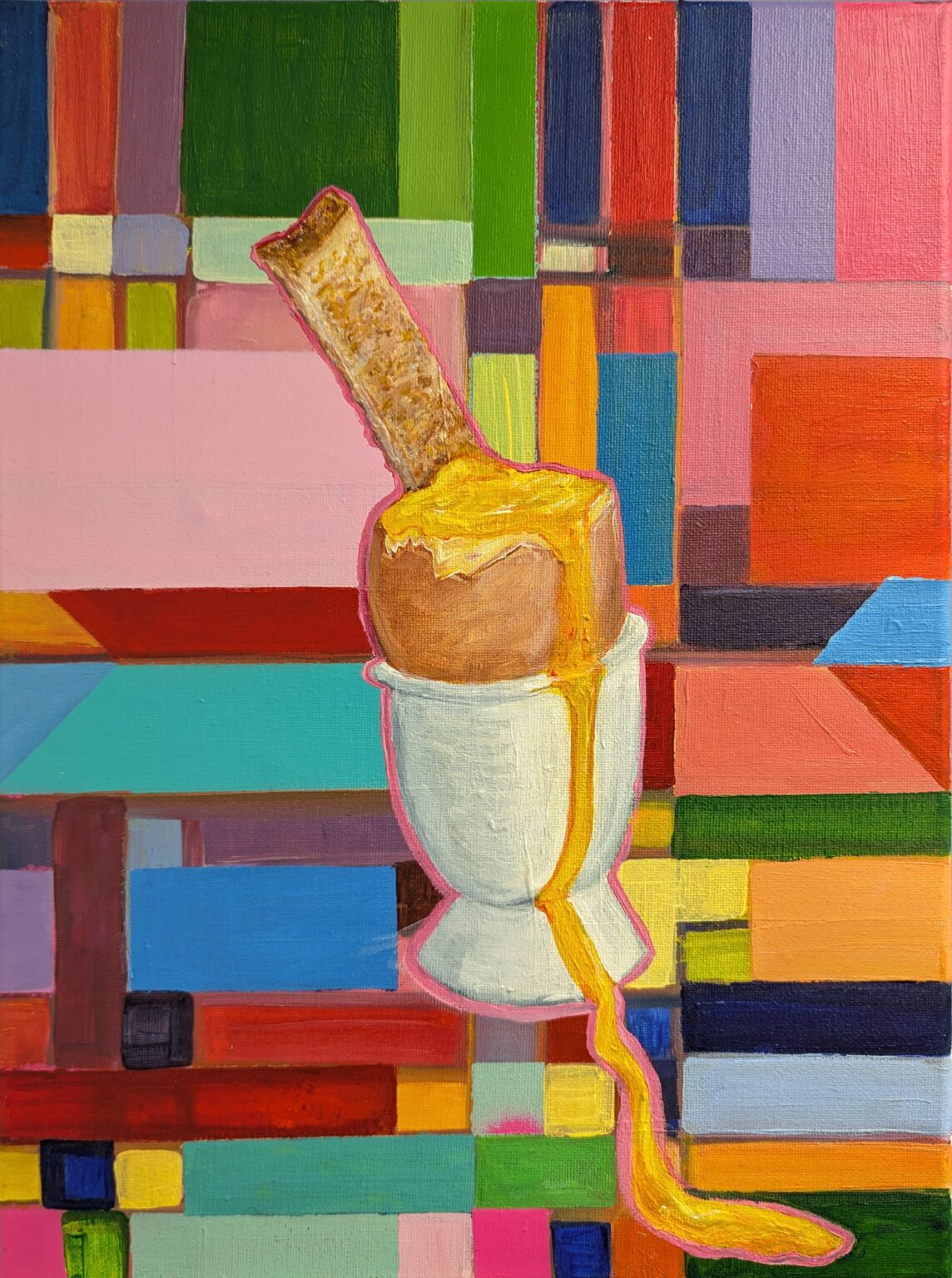 mosaic, abstract, eggs with soldiers, colorful