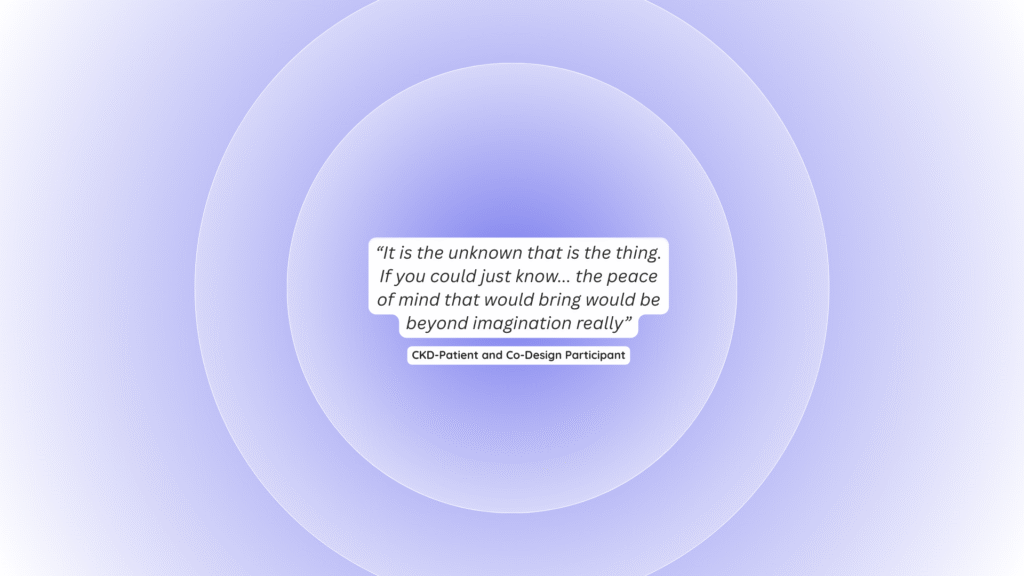 “It is the uncertainty” captures the real problem: long gaps between tests, no feedback, no context, and no easy way to ask questions. People are left to guess whether their kidneys are stable or slipping, which delays medication changes and raises anxiety and risk. In short, the issue is not just testing; it is the lack of timely, clear, patient-friendly information.